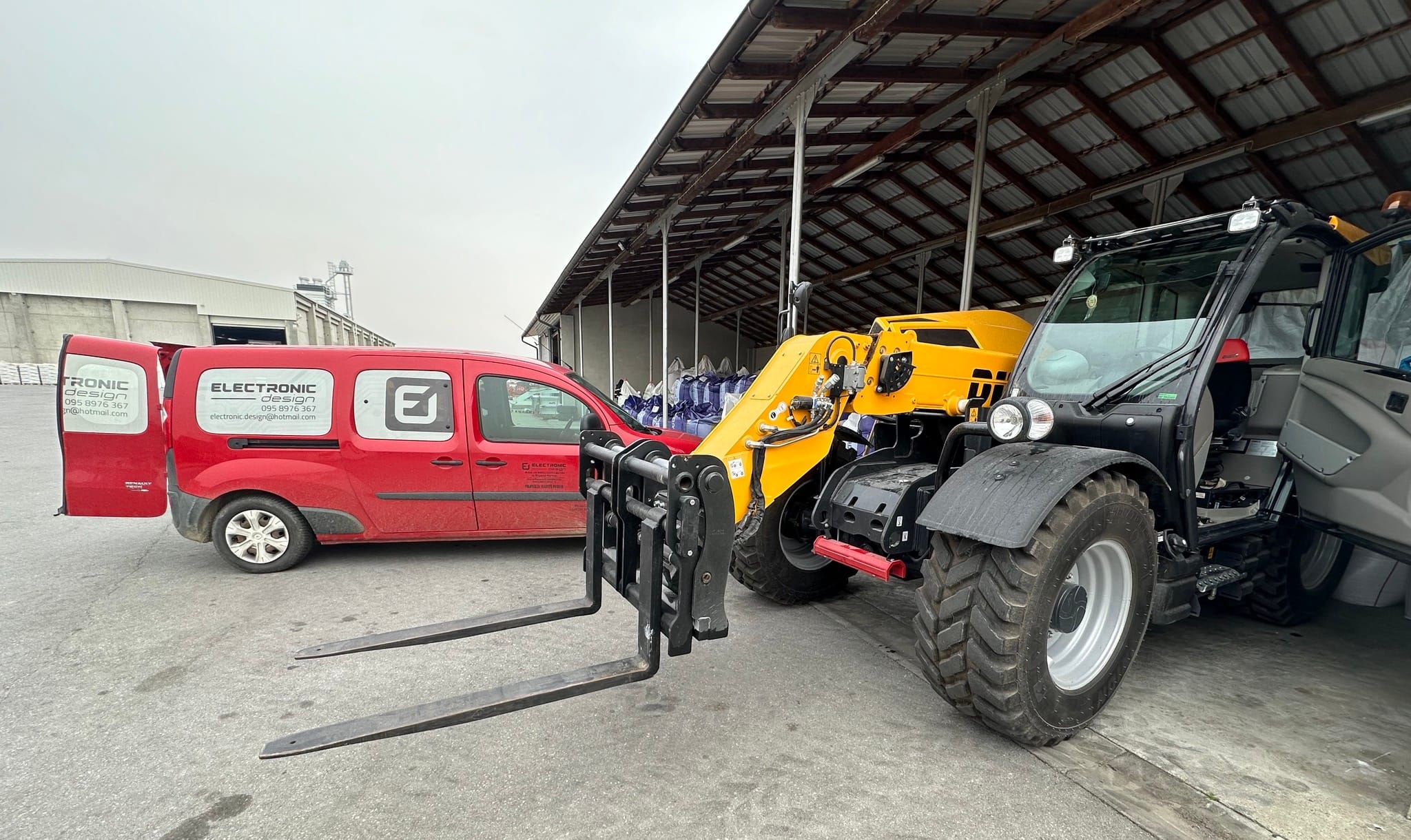 Vehicles and machinery in warehouse